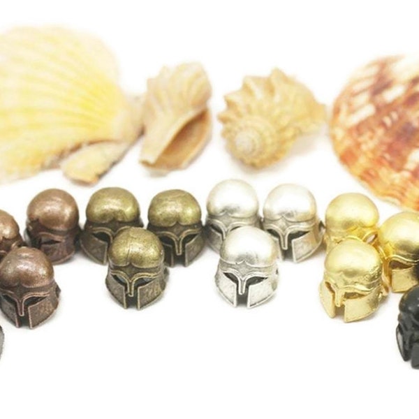 Choisissez votre couleur, Perles de gladiateur, Perles de casque de 13 mm avec deux trous, Charmes de bracelet de casque Spartan - Casque de gladiateur