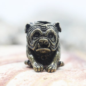 Antique Bronze Bulldog lanyard bead, Knife Beads, 14x16 mm Lanyard Beads, Paracord Lanyard, Bulldog beads, pet beads, paracord beads, BLDB
