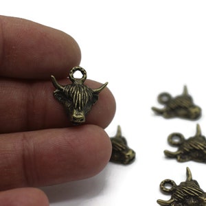 Antique Bronze Scottish Highland Cow Charm | Personalized Gift | Minimalist Necklace | Cow Pendant | Gift For Him | Cattle charm | BO1
