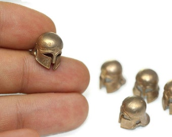 Abalorios de Gladiador de Latón Antiguo, Abalorios de Casco de 13 mm con dos agujeros, Casco espartano Pulsera Encantos