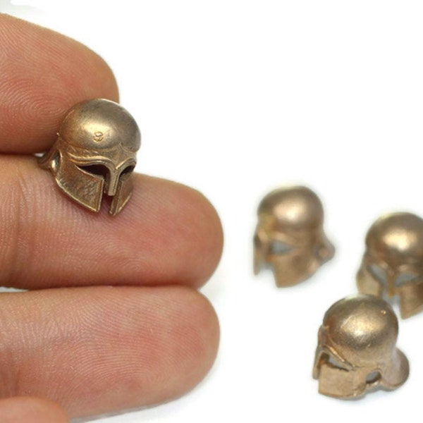 Perles antiques de gladiateur en laiton, perles de casque de 13 mm avec deux trous, charmes de bracelet de casque de spartan