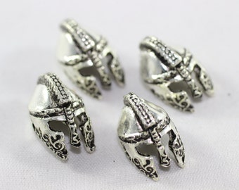 Antique Silver Gladiator Beads, 14x18 mm Helmet Beads with Two Holes, Spartan Helmet Bracelet Charms, Bracelet beads GNC 005