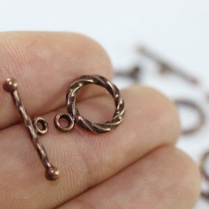 Antika kopparspännen, koppling, 11 x 15 mm armbandsspännen - ring- och stångspännen, spänndetaljer