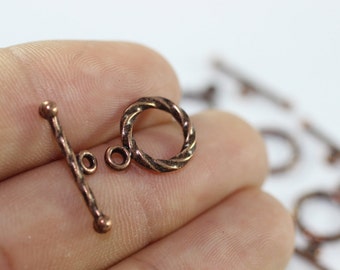 Antique Copper Toggle Clasps, Connector, 11 x 15mm Bracelet Clasps - Ring and Bar Clasps, clasp findings