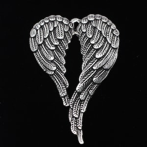 Matt Silver Guardian Angel Wing Charm, 46x68mm Wing charms, Angel Necklace, Christmas Religious Sympathy 3D Necklaces, Best Seller, ANGL
