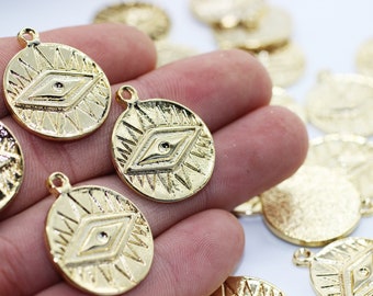 24 K Shiny Gold Eye of Ra Charms, 22x27mm, Egyptian pendant, Egyptian charms, Eye of Ra pendant, Eye Charms, Necklace charms, EYPC