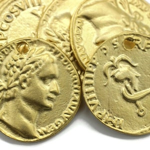 Roman Empire Coins, Gold Plated Coins, Gold Pendant, double side charms, Roman Pendants, Caesar coins, spqr charms, coin charms, RCCP