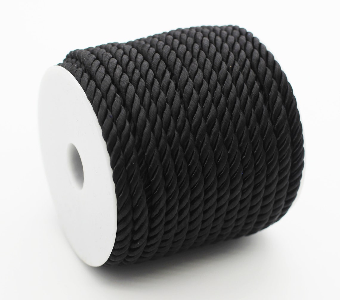 Black Rayon Rope 4 Mm 015 Inch Black Cord Twisted Braid - Etsy