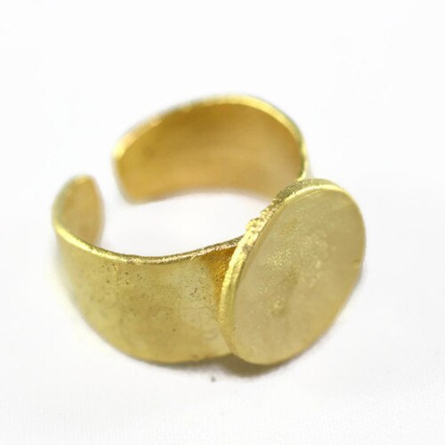 Gold Plated Brass Hammered Adjustable Ring Blank With 15 Mm Etsy