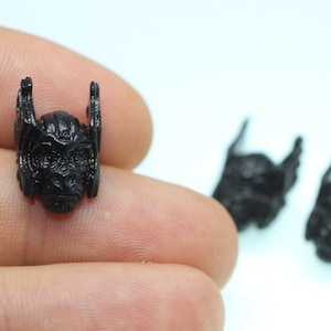 Antique Black Planet of the Apes Beads, 18 x 11mm Ape with Winged Helmet, Ape with Helmet Charms, Bracelet beads, Bracelet charms