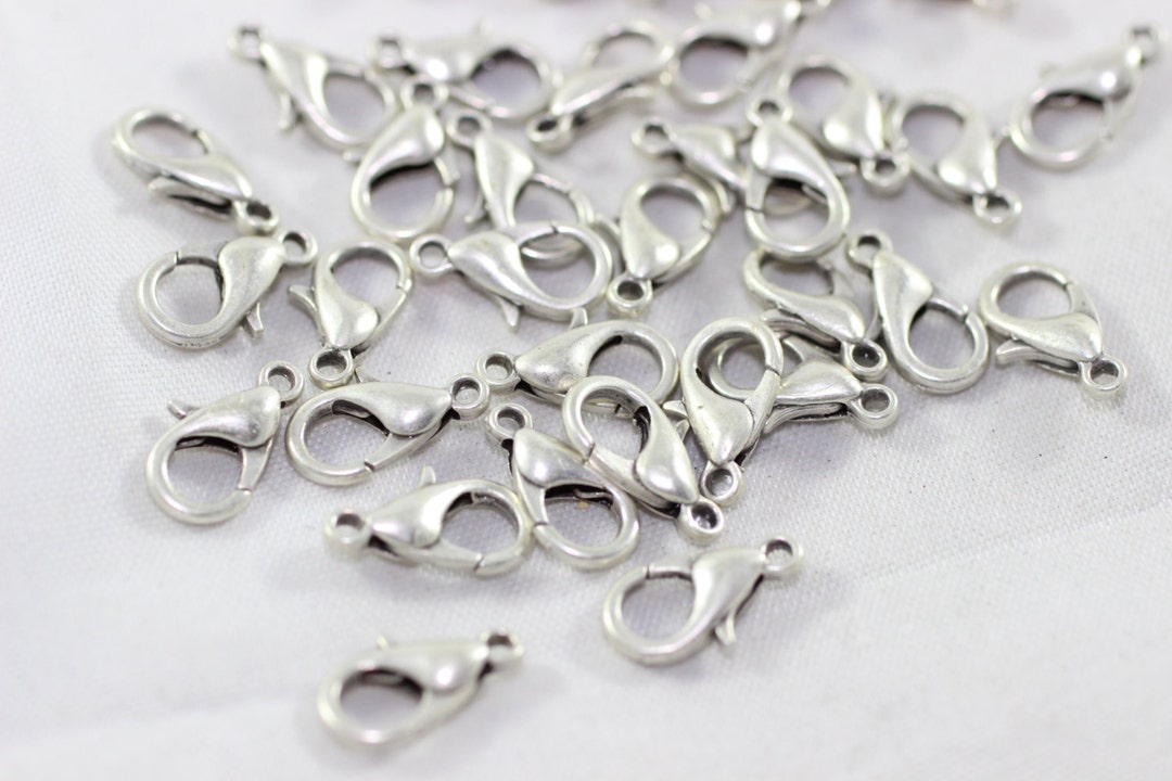 Matte Silver Lobster Clasps, 7 X 12mm Parrot Clasps, Tibetan