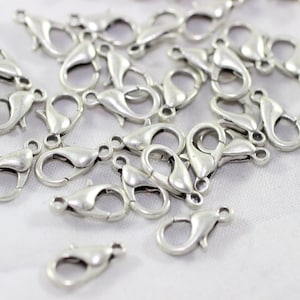 Matte Silver Lobster Clasps, 7 x 12mm Parrot Clasps, Tibetan Silver Clasps, necklace clasps, claw clasps, bracelet clasps, CL12