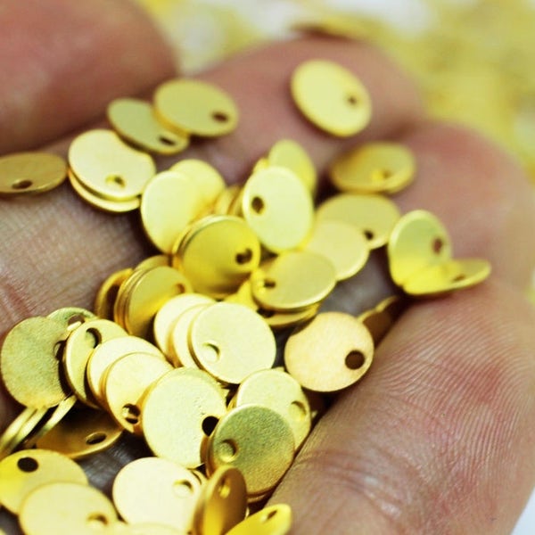 24K 6 mm Matt Gold Plated Brass Coins, Round Stamping Discs, Stamping Blanks, Stamping Tags, Round Discs, 6 mm disc, 6 mm coins, MGDS