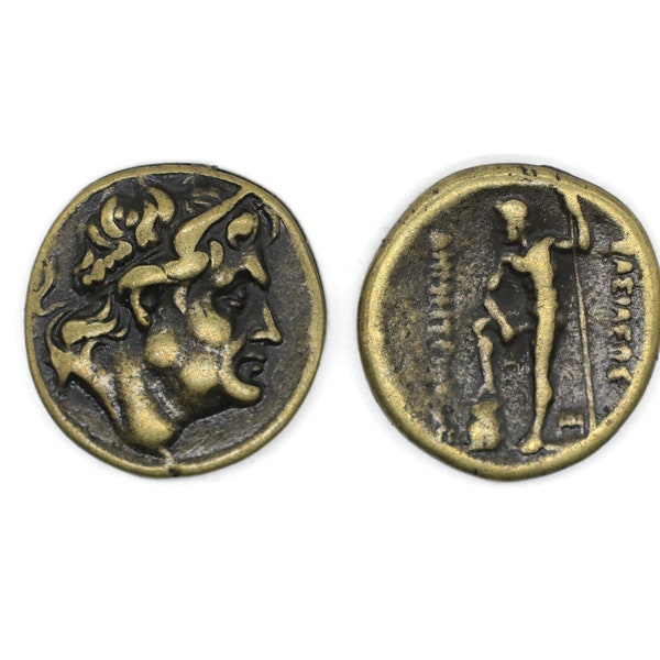 Re di Macedonia Demetrios I Poliorketes, manufatto dell'Impero Romano da 24 mm, monete d'arte dell'antica Roma greca, monete di replica in bronzo antico, HST