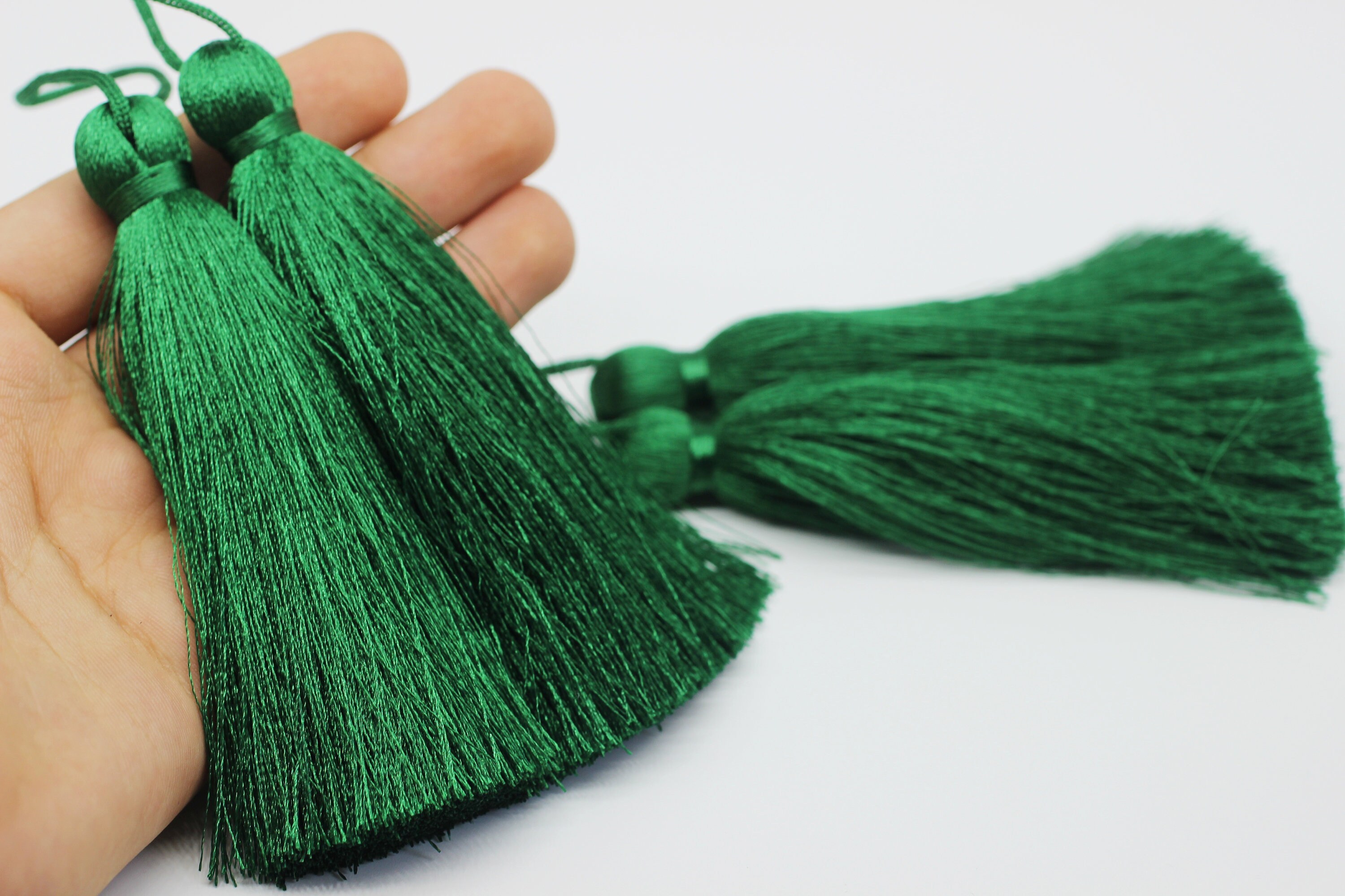 2/5/10 pcs Grass Green Tassel Large Tassel Silky Tassel 110 Etsy