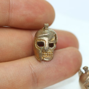 Injured Spartan Skull Beads - Antique Brass Charm - 19mm Spartan helmet - Knife Paracord Lanyard - Handmade