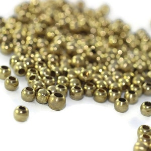 50 Pcs Raw Brass Ball Beads, 5mm Tiny End cap, Ball End cap, Solid brass Beads, Mini ball Beads