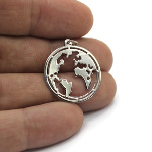 Weltkarte Halskette 925 Sterling Silber Charm | Personalisiertes Geschenk | Karte Schmuck | Globus Halskette | Geburtstagsgeschenk l Earth Necklace