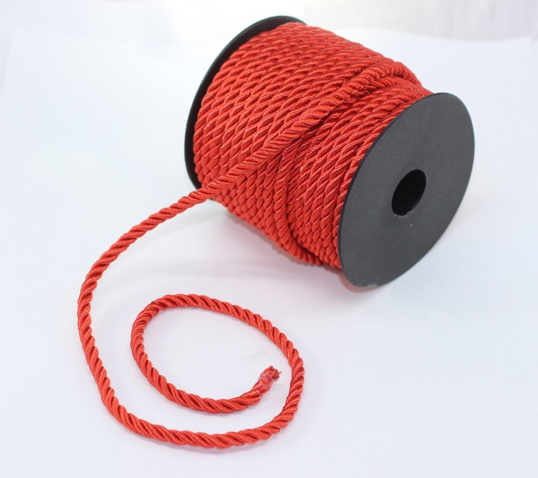 Red Rayon Rope 4 mm 015 inch Red cord Twisted Braid | Etsy