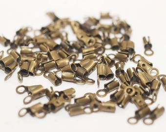 Extrémités de sertissage en cuir de bronze antique avec boucle (3x8mm), extrémités de cordon, extrémités de sertissage, pointe de cordon, sertissaisons, sertissaisons de bijoux, extrémités en cuir, GNC