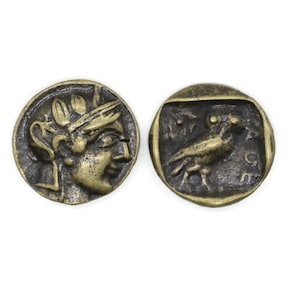 Roman Women with Helmet Antique Bronze coins, 21 mm  Roman Empire artifact, Ancient Greek Rome coins, Owl coin, Replica coins, HST