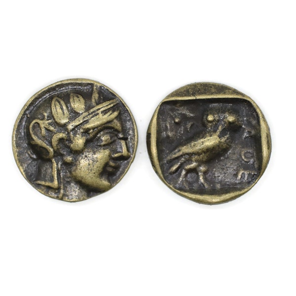 Athena Antique Bronze Minerva coins, 21 mm  Roman Empire artifact, Ancient Greek Rome coins, Greek art coins, Owl coin, Replica coins, HST