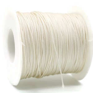 0.031 inch Chinese Knot Beige Nylon Thread Lift Cord, 100 Yards Spool Macrame Bracelet Cording, Shamballa Beading Kumihimo String, BRS