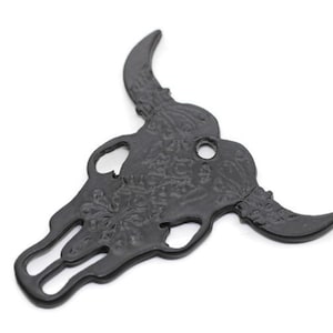 Matt Black Cattle Charm 48x50 mm, Bull pendants, Cattle Skull charm, Buffalo Skull, Buffalo pendant, Bull skull charms, BBNC