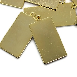 14x28mm Shiny Gold Rectangle Blanks, rectangle stamping blanks, Brass Blanks, Brass Rectangle charms, laser charms, brass finding, STRB