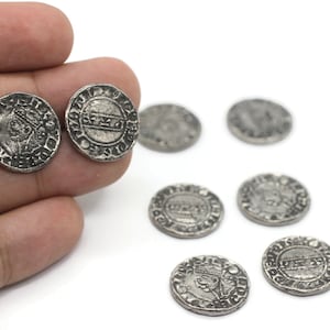 Pingente de moeda anglo-saxônica, pingentes Harold II, amuletos britânicos, pingente de moeda de prata, pingente de medalhão, moedas Harold, pingente de prata | 1066