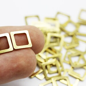 Raw Brass Square connectors, 10mm Square Tags, Geometric Charm, Square Connector, DIY Finding, necklace charms, jewelry pendant, SGCR