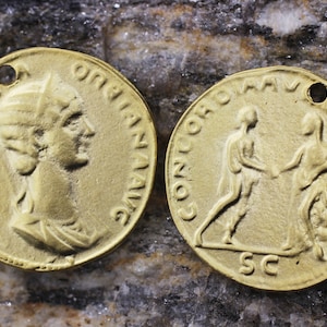 Small Agrippina the Younger, Roman Empress Matt Gold Coins, 30m Gold Pendant, double side charms, Roman Pendants, Replica Coins, AGCP