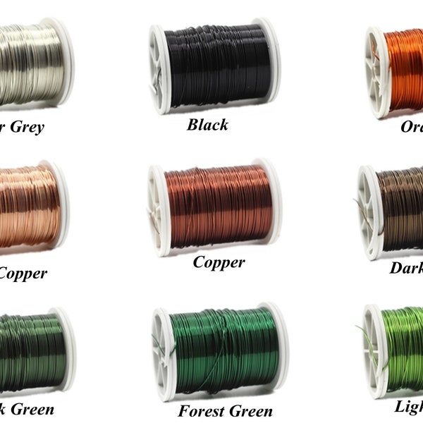 Choisissez votre couleur, Vert, Rose, Violet, Rouge, Bleu, Noir, Calibre 22 0.6 mm 40 Pieds 12 mètres, Fil artisanal, Fil à bijoux, Emballage en fil artisanal, WRRI