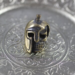 Large Spartan Skull Beads - Solid Bronze Charm - 19mm Spartan helmet - Knife Paracord Lanyard - Handmade