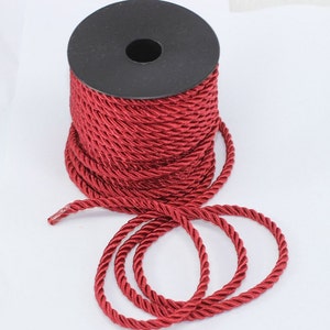 Claret Red Rayon Rope, 4 mm, claret red cord, Twisted Braid Cords, Artificial Silk Rope, Jewelry Cords, satin cords, Bracelet cords, CRDN