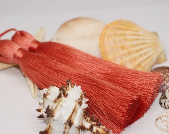 Dusty Rose Extra Large Silky Tassel - 110 mm Large Tassels - Mala Necklace Jewelry Making Supply - Tassel Pendants - PSK 041