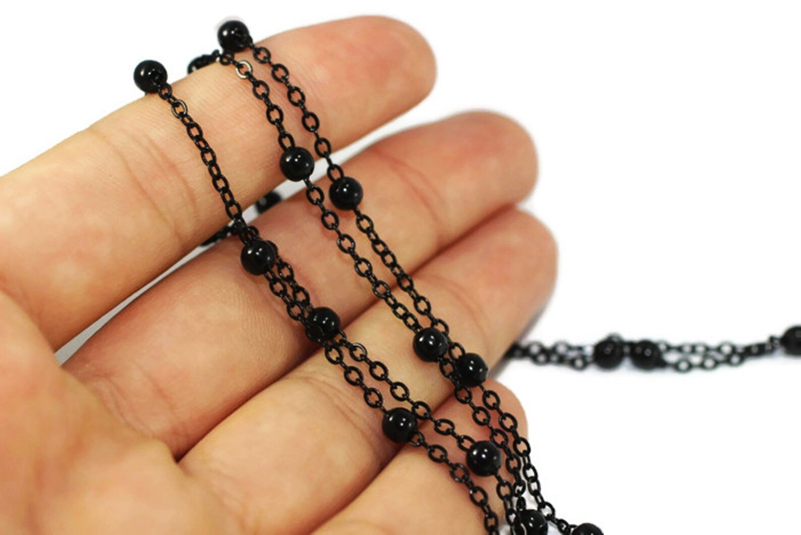 Brass Chains 15x2mm Black Ball Chain Enamel Chains Bulk Etsy