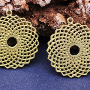 Gold Platd Tribal Patterned Pendant, Geometric Jewelry, Fretwork Pendants, tribal jewelry, DIY jewelry, Fretwork Charm, Tribal pendant, TRBL