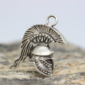 Matt Silver Gladiator Helmet Pendant, 13x34 mm Large Knight Helmet Charms, Spartan Roman Warrior Pendant,  Gladiator Pendant, GDPT