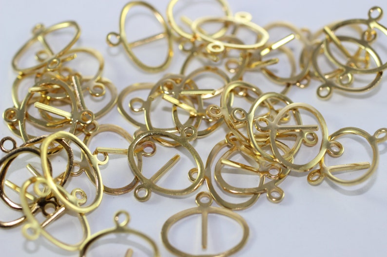 Gold Plated Bracelet Connectors 14x15mm Circle Brass Etsy