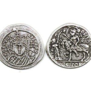Antique silver Ancient Byzantium coins, 38 mm Roman Empire artifact, Ancient Greek Rome art coins, Byzantium Replica historical coins, HST