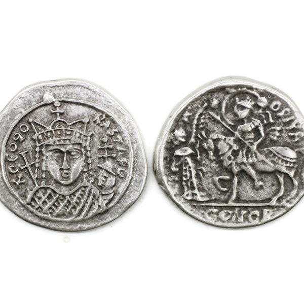 Antike silberne antike Byzanz-Münzen, 38 mm römisches Reichsartefakt, antike griechische Rom-Kunstmünzen, Byzanz-Replik-historische Münzen, HST