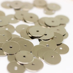12 mm Silver Tone Round Disc, 12 mm Stamping Tag, Coins, Mid Hole Coins, Tiny little Circle Charms, SLVS
