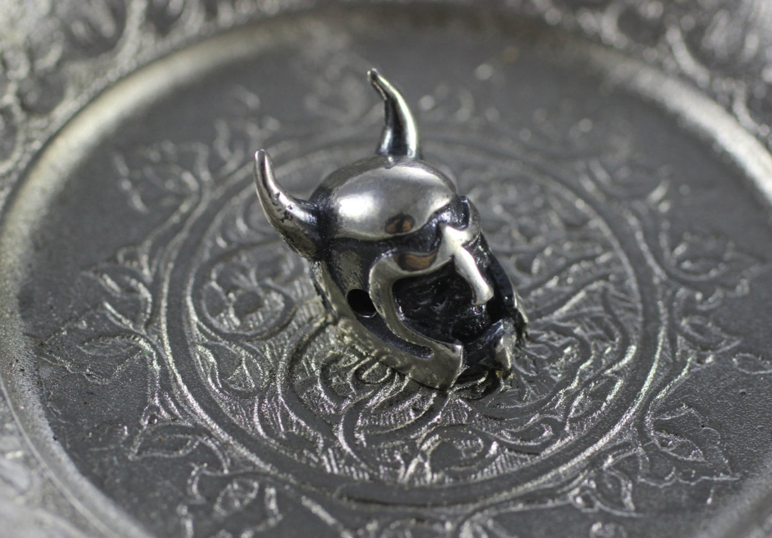 925 Sterling Silver Orc Beads 19 Mm Helmet Beads With Two Etsy