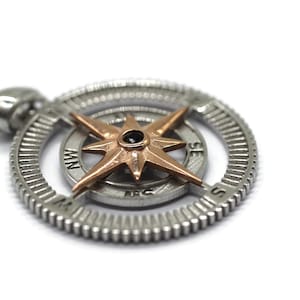 925 Sterling silver rose gold North star charms, 30mm North star pendant,  medallion charms, Compass pendant, Father&#39;s Day, gift for her