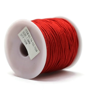 1.5 MM Chinese Red Nylon Cord, 49 Yards Macrame Bracelet Cording, Shamballa Beading Kumihimo String, Braided Shade Lift Cord TN