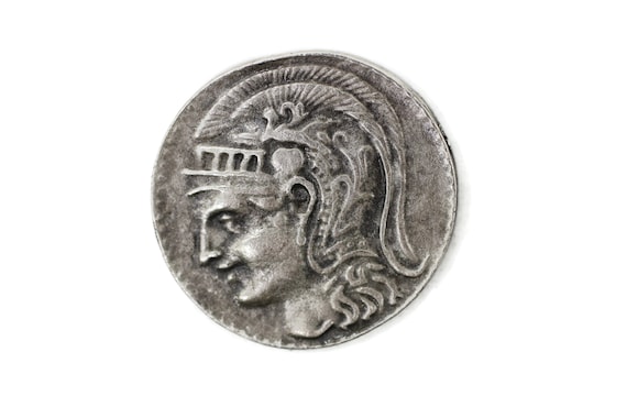 Roman Women With Helmet Antique Silver Coins, 26.5mm Roman Empire