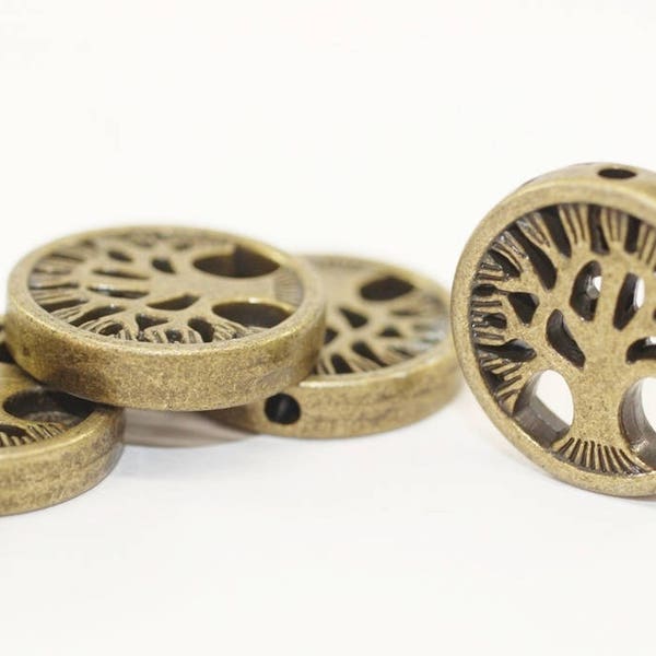 Tree Of Life Beads, Spacer Beads, Antique Bronze Beads, 18 mm Spacer Beads, Bronze Tree Beads, Forest Beads, Tree Of Life, TRSB