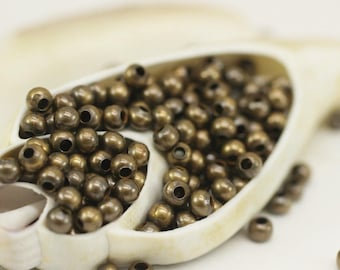 3 mm Antique Bronze Beads, Spacer Beads, Round beads, Mini ball Beads, Ball Beds , 3mm beads,  tiny beads, small beads, GNC