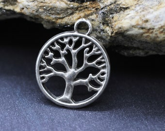 Matt Silver Tree of Life Charms, 20 x 23mm Tree of Life Bracelet Charms, Jewelry Connectors, Necklace charms, Tree of Life pendant, TROC